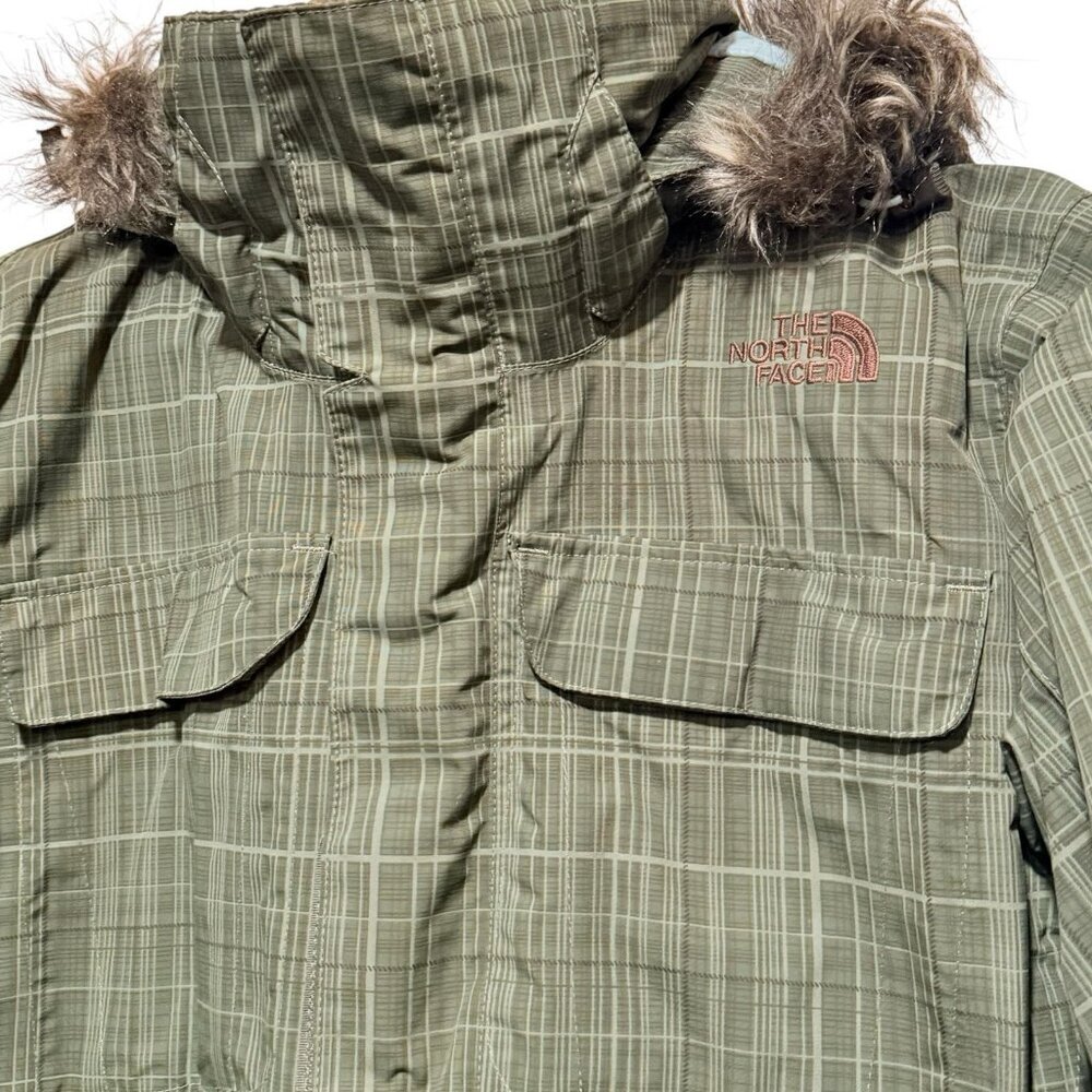 The North Face Y2K Womens Sz S Green Brown Plaid Hooded Ski Jacket - Picture 3 of 10